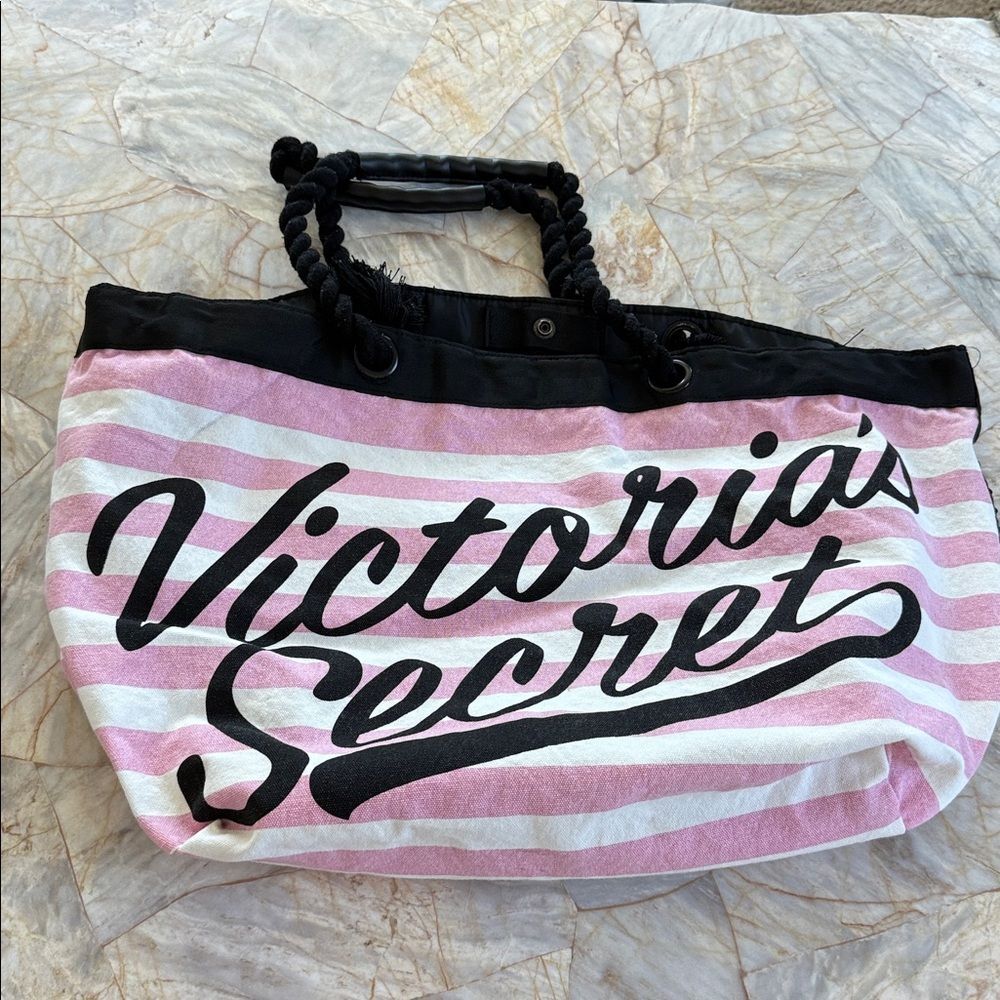Victoria's Secret Pink and White Striped Bag